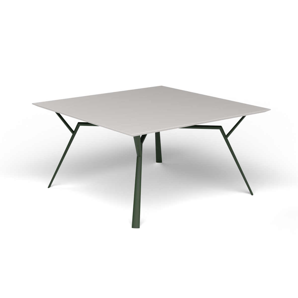 Radice Quadra Vierkante Tafel, 140 × 140 × h 74 cm, Bottle Green, Aluminium speckled Grey