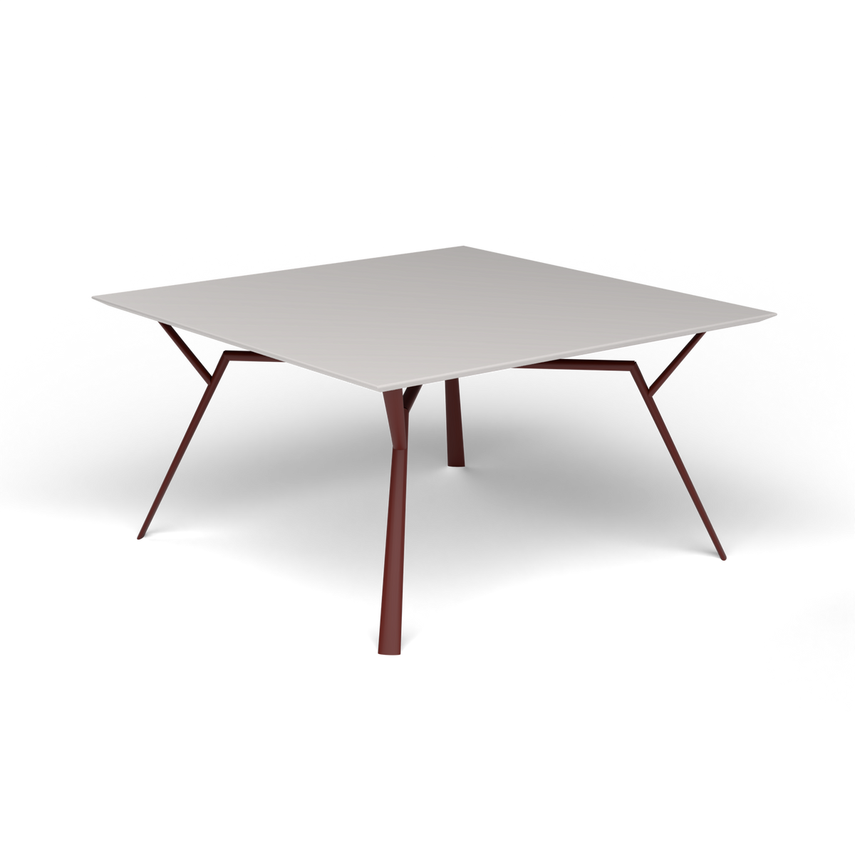 Radice Quadra Vierkante Tafel, 140 × 140 × h 74 cm, Chestnut Brown, Aluminium speckled Grey