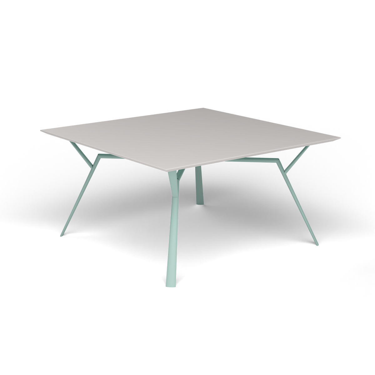 Radice Quadra Vierkante Tafel, 140 × 140 × h 74 cm, Light Blue, Aluminium speckled Grey