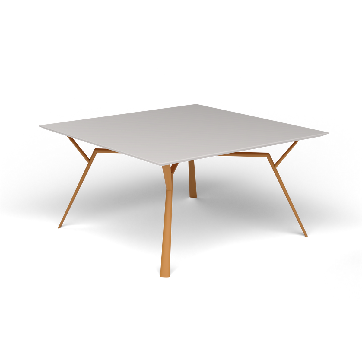 Radice Quadra Vierkante Tafel, 140 × 140 × h 74 cm, Mustard Yellow, Aluminium speckled Grey
