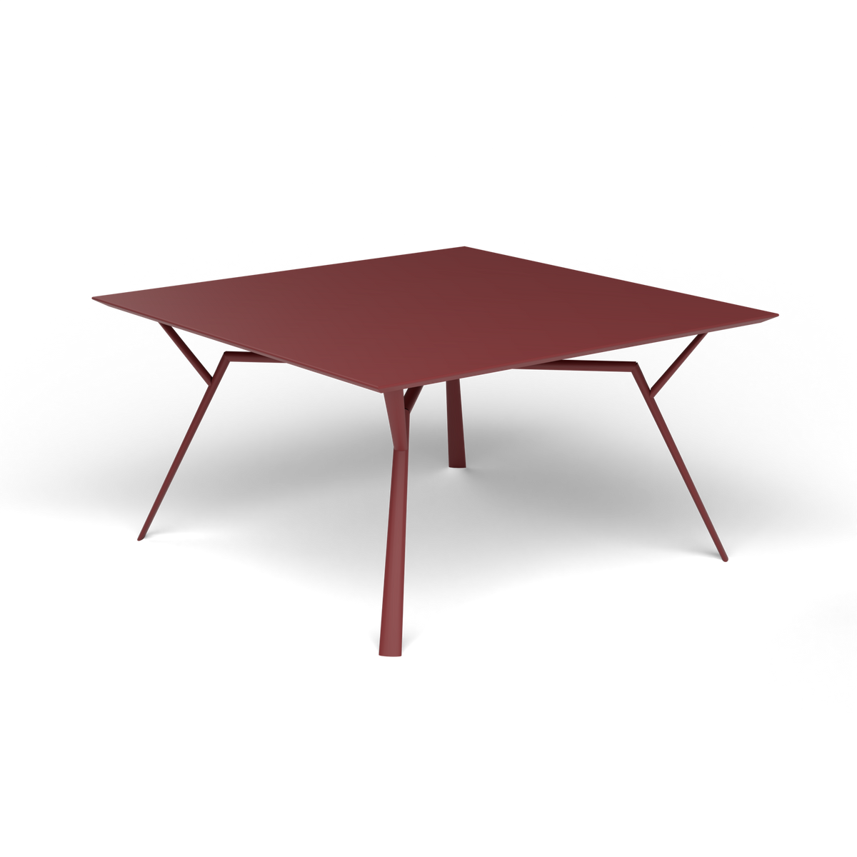 Radice Quadra Vierkante Tafel, 140 × 140 × h 74 cm, Autumn Red, Gelakt aluminium (volgt onderstelkleur)