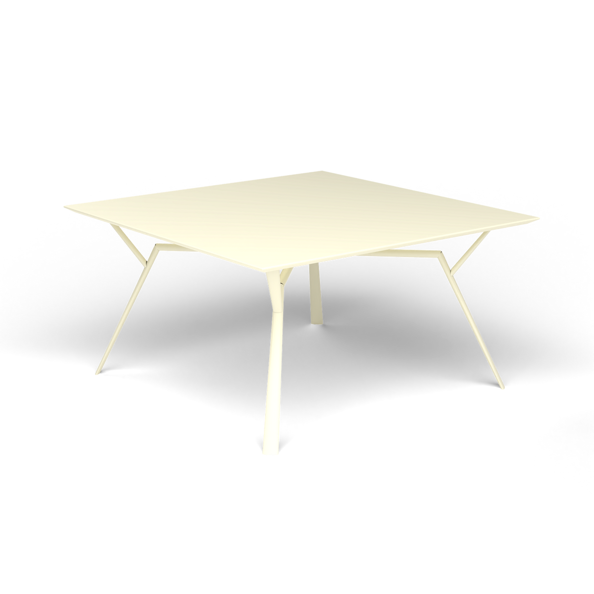 Radice Quadra Vierkante Tafel, 140 × 140 × h 74 cm, Butter White, Gelakt aluminium (volgt onderstelkleur)