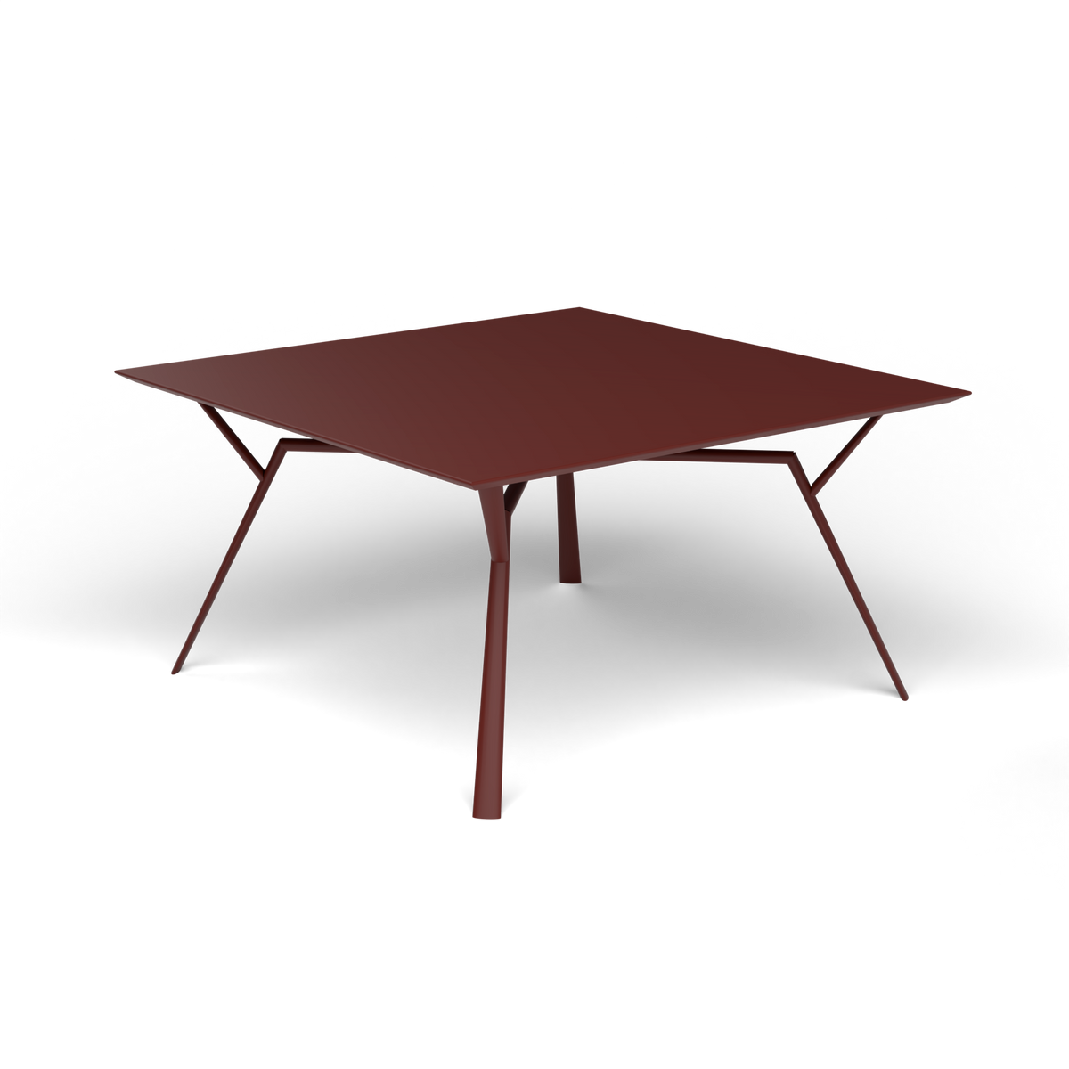 Radice Quadra Vierkante Tafel, 140 × 140 × h 74 cm, Chestnut Brown, Gelakt aluminium (volgt onderstelkleur)