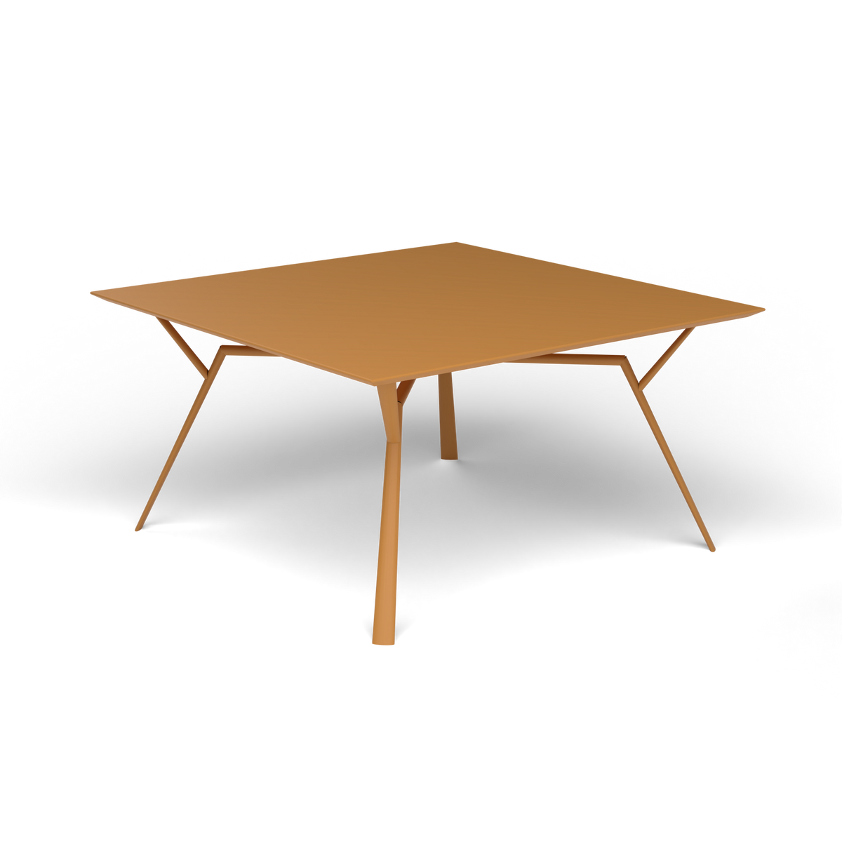 Radice Quadra Vierkante Tafel, 140 × 140 × h 74 cm, Mustard Yellow, Gelakt aluminium (volgt onderstelkleur)