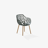 Dining armchair with legs covered in Iroko