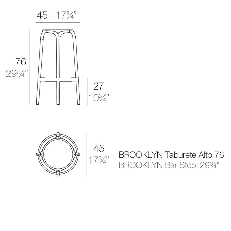 Vondom BROOKLYN COUNTER STOOL Ø45x66