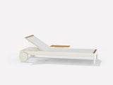 Sunlounger with castors and small table on the left 204 x 104 x h 28 cm