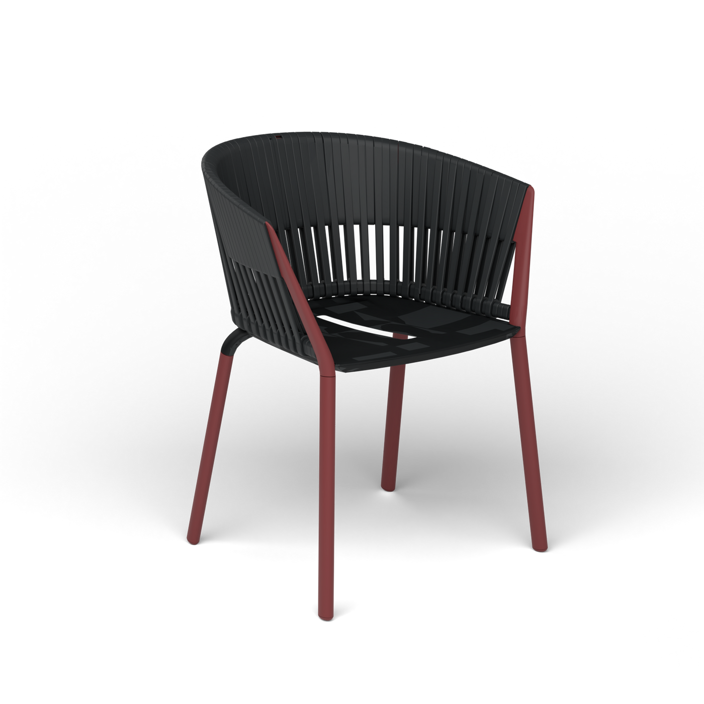 Ria Eetfauteuil met Gevlochten Touw - Autumn Red / Touw Black Sand