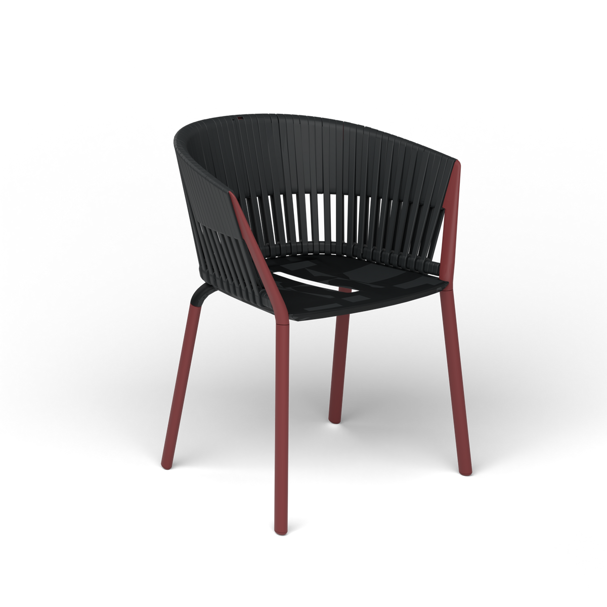 Ria Eetfauteuil met Gevlochten Touw - Autumn Red / Touw Black Sand