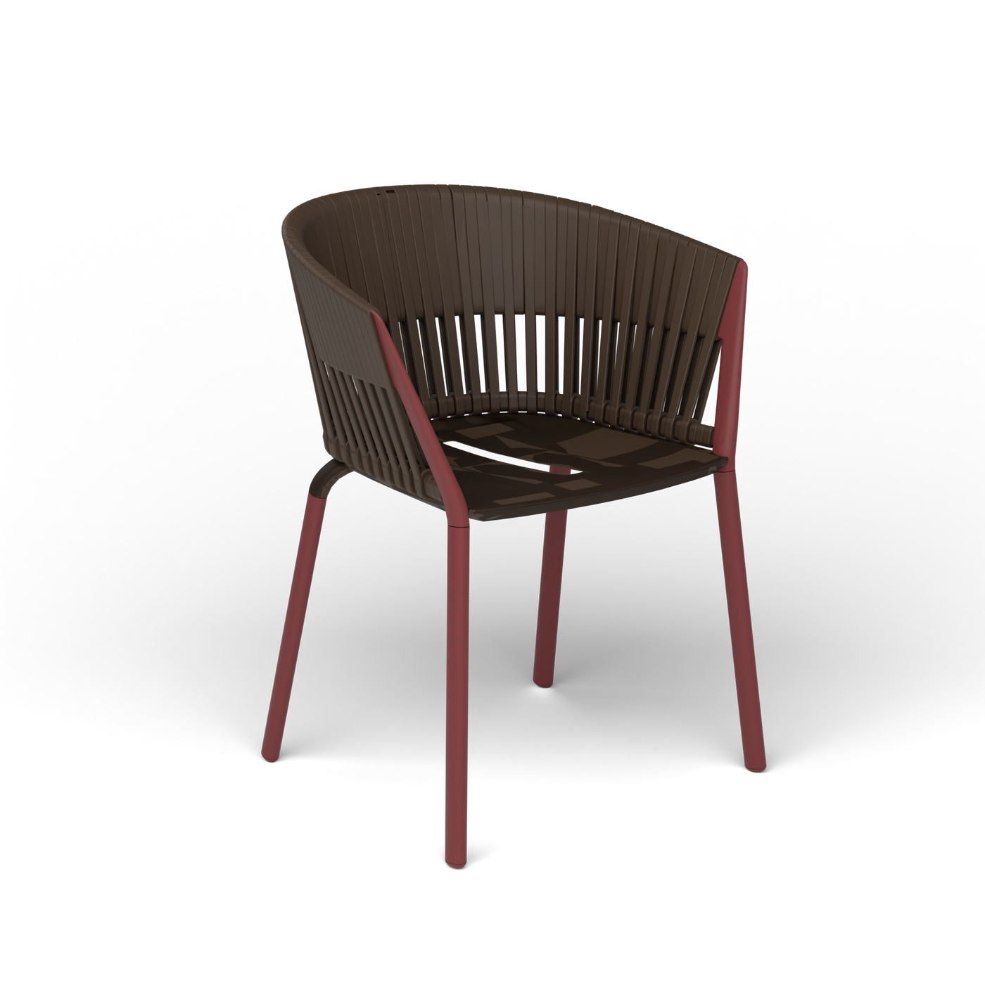 Ria Eetfauteuil met Gevlochten Touw - Autumn Red / Touw Brownie