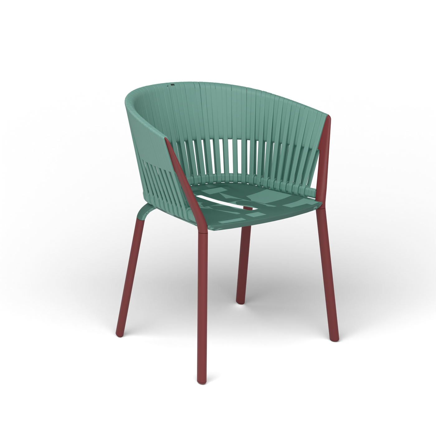 Ria Eetfauteuil met Gevlochten Touw - Autumn Red / Touw Mint