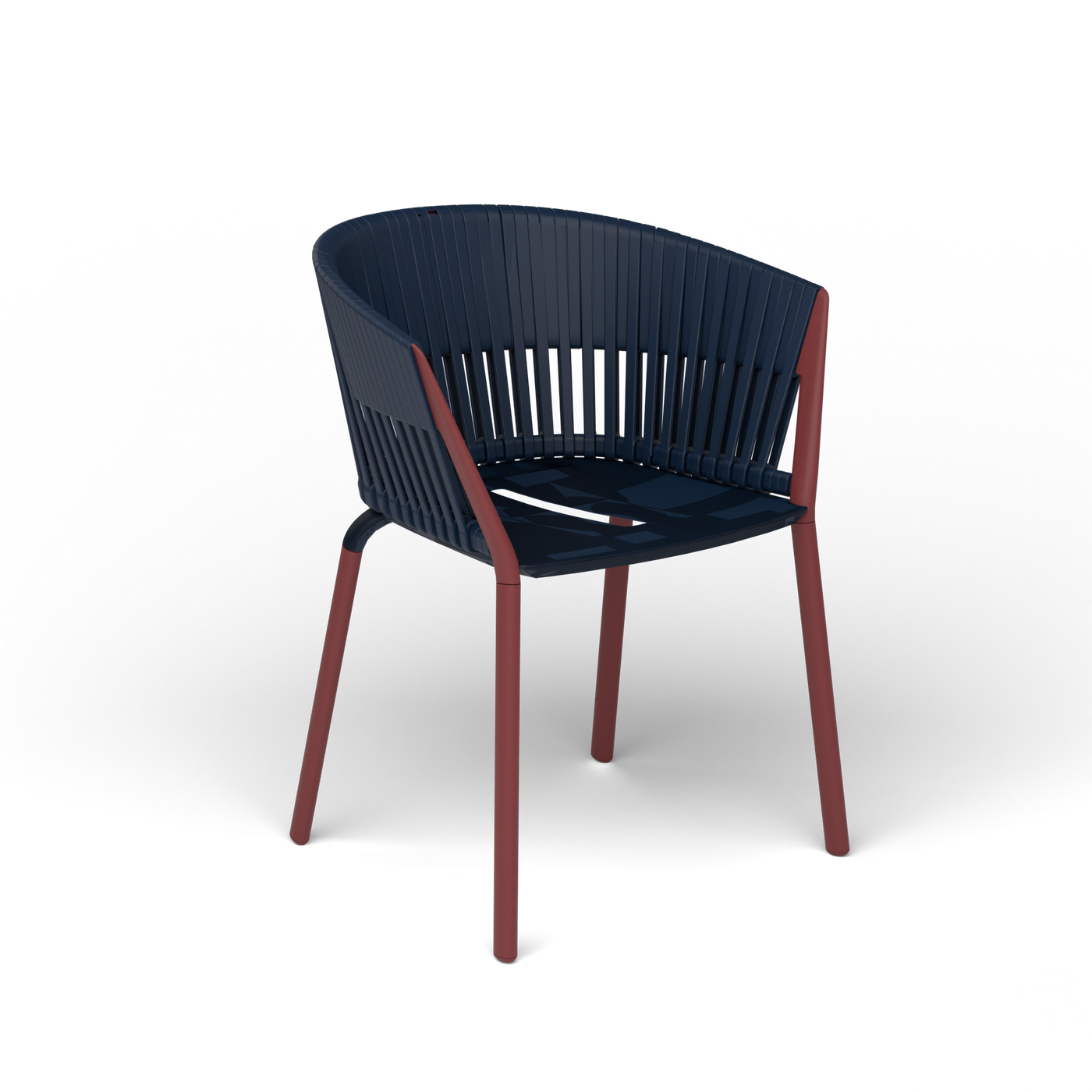 Ria Eetfauteuil met Gevlochten Touw - Autumn Red / Touw Ocean