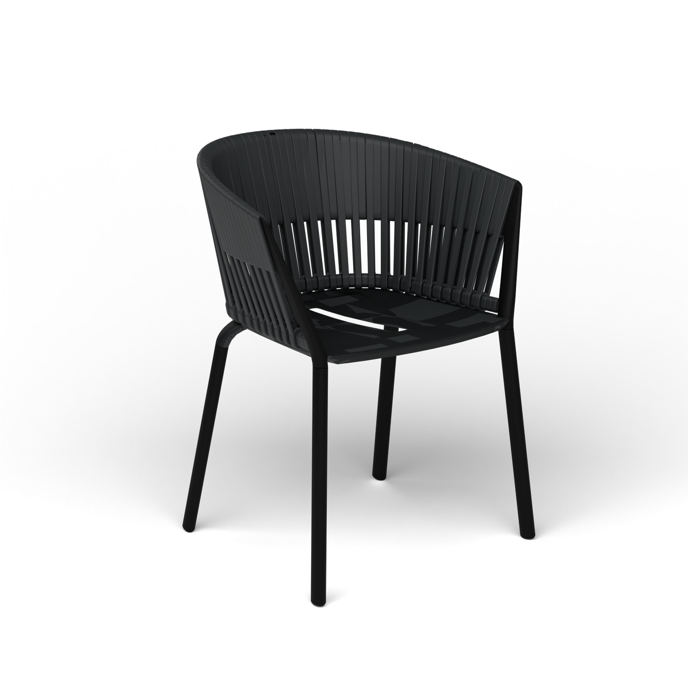 Ria Eetfauteuil met Gevlochten Touw - Black / Touw Black Sand