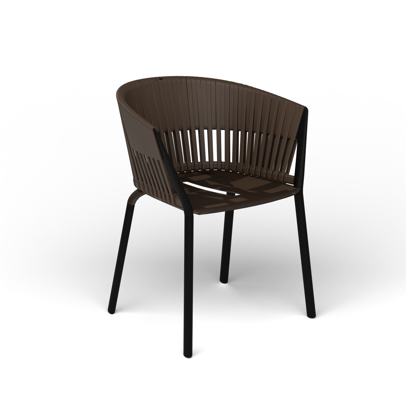 Ria Eetfauteuil met Gevlochten Touw - Black / Touw Brownie