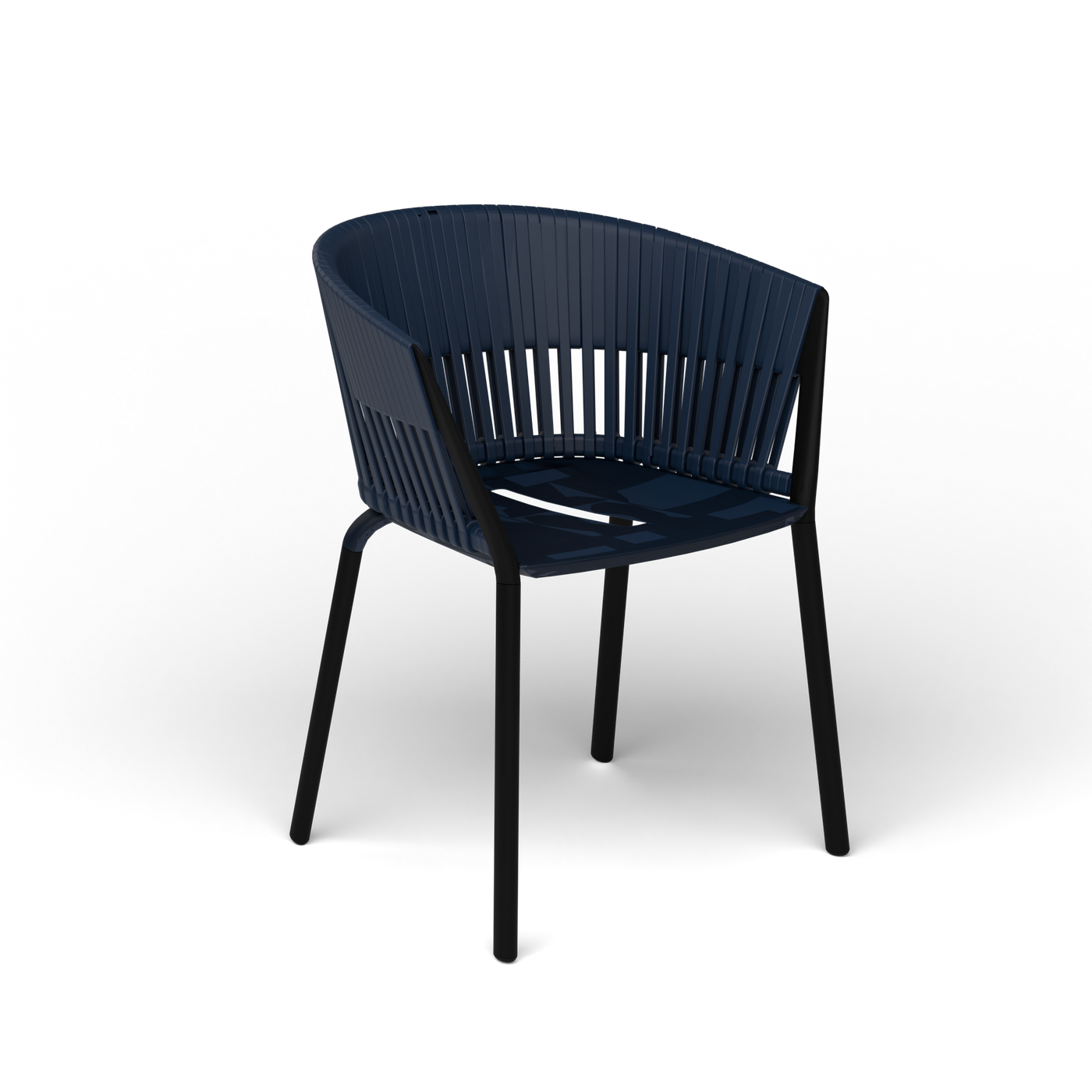 Ria Eetfauteuil met Gevlochten Touw - Black / Touw Ocean