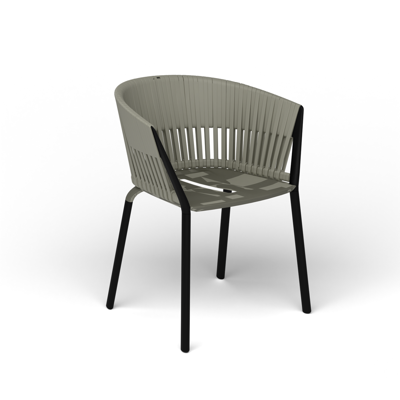Ria Eetfauteuil met Gevlochten Touw - Black / Touw Rock