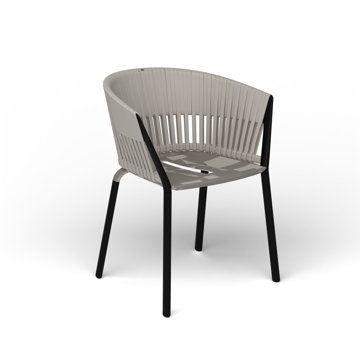 Ria Eetfauteuil met Gevlochten Touw - Black / Touw Sunset