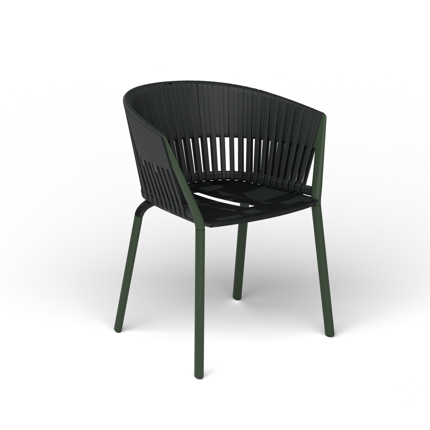 Ria Eetfauteuil met Gevlochten Touw - Bottle Green / Touw Black Sand