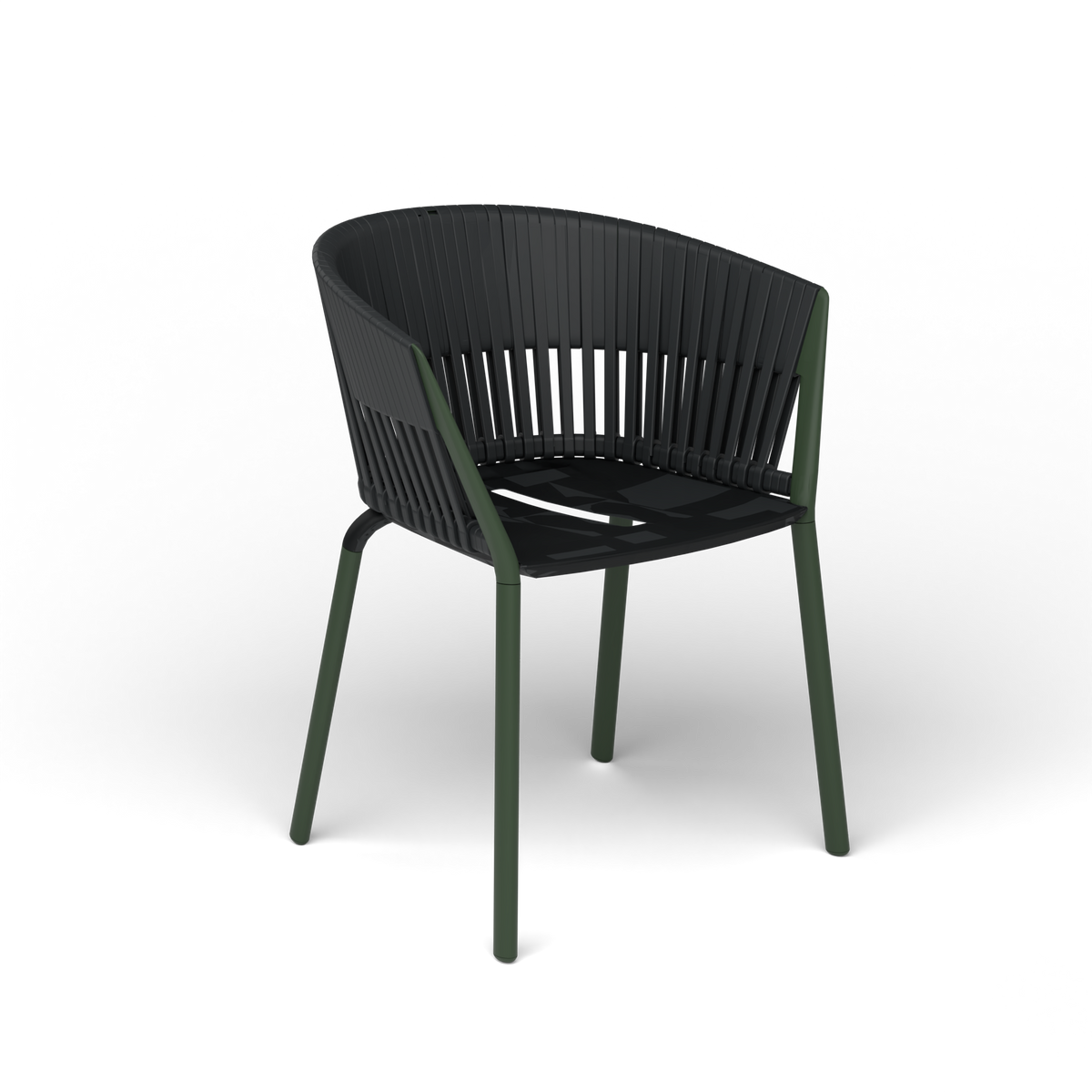 Ria Eetfauteuil met Gevlochten Touw - Bottle Green / Touw Black Sand