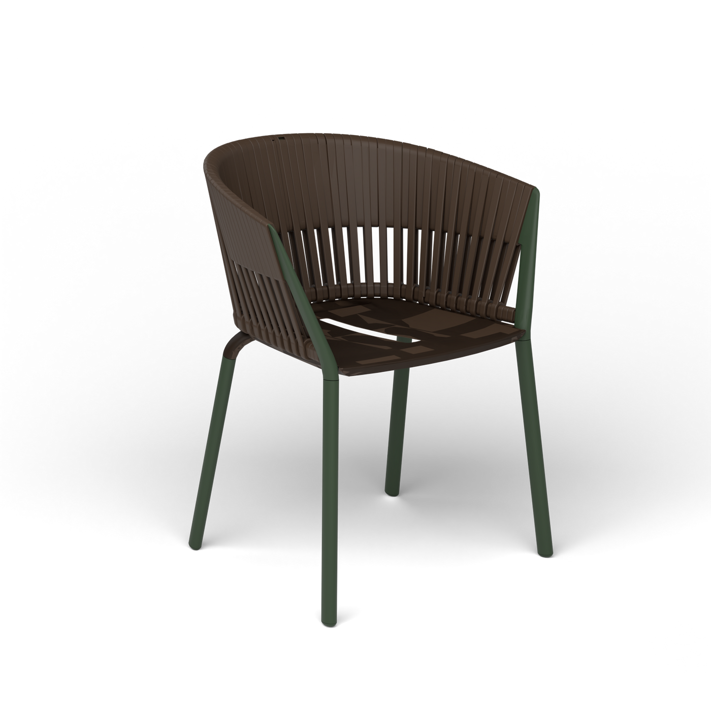 Ria Eetfauteuil met Gevlochten Touw - Bottle Green / Touw Brownie