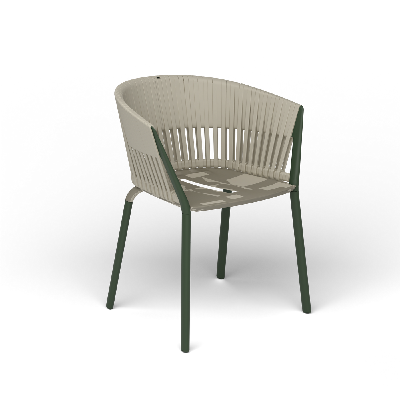 Ria Eetfauteuil met Gevlochten Touw - Bottle Green / Touw Moon