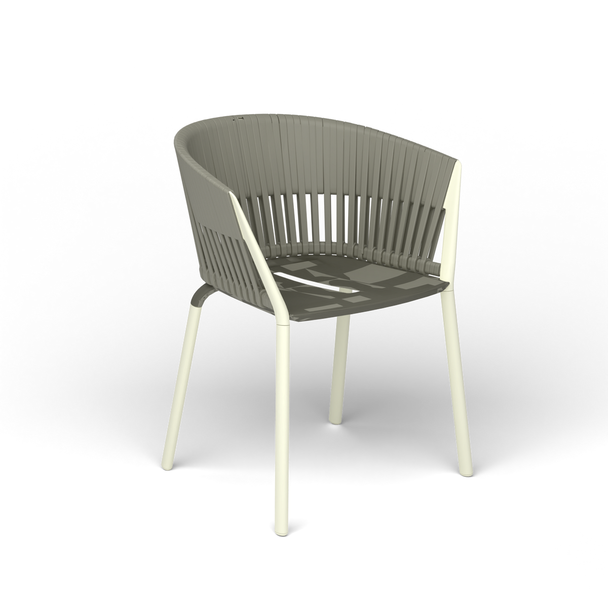 Ria Eetfauteuil met Gevlochten Touw - Butter White / Touw Rock