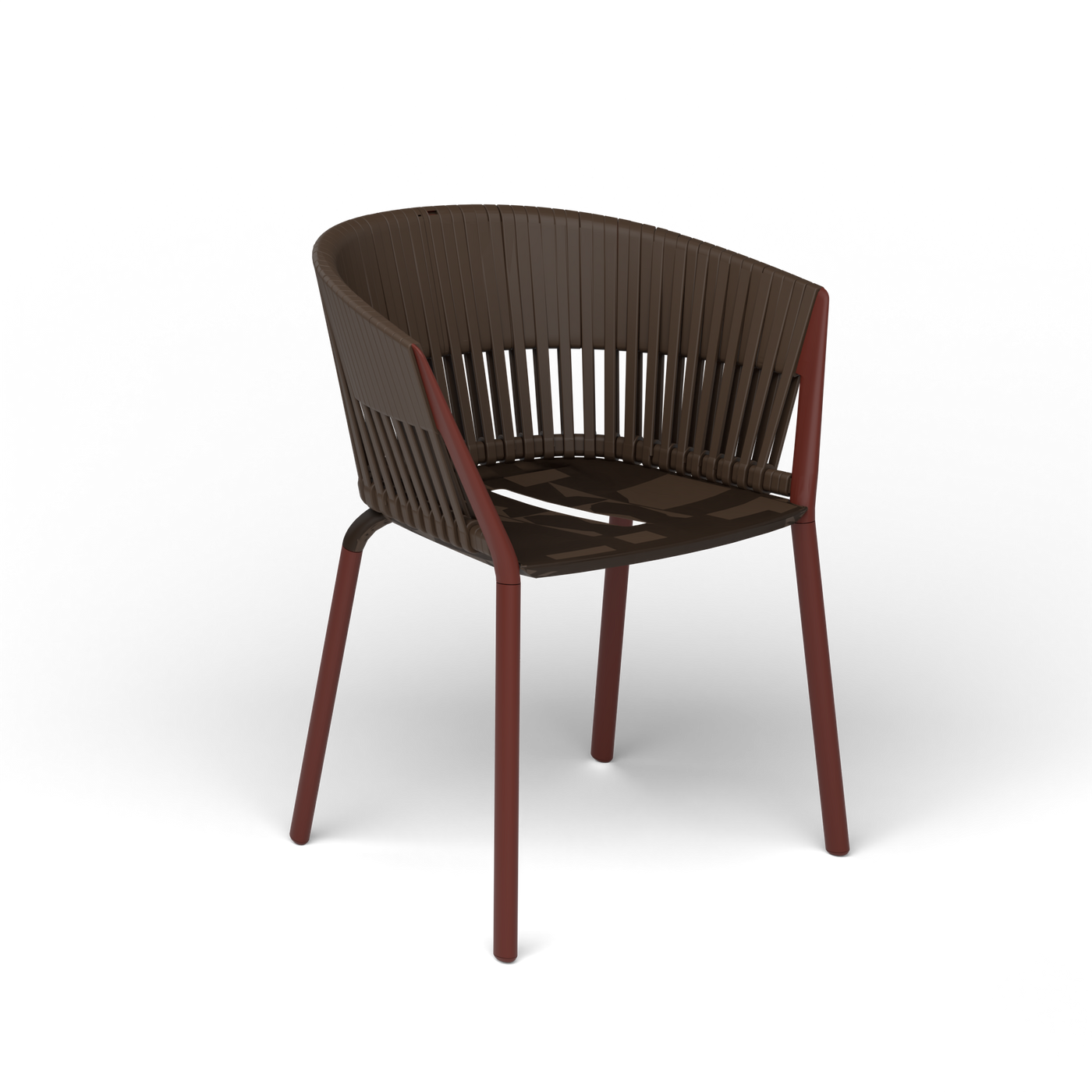 Ria Eetfauteuil met Gevlochten Touw - Chestnut Brown / Touw Brownie