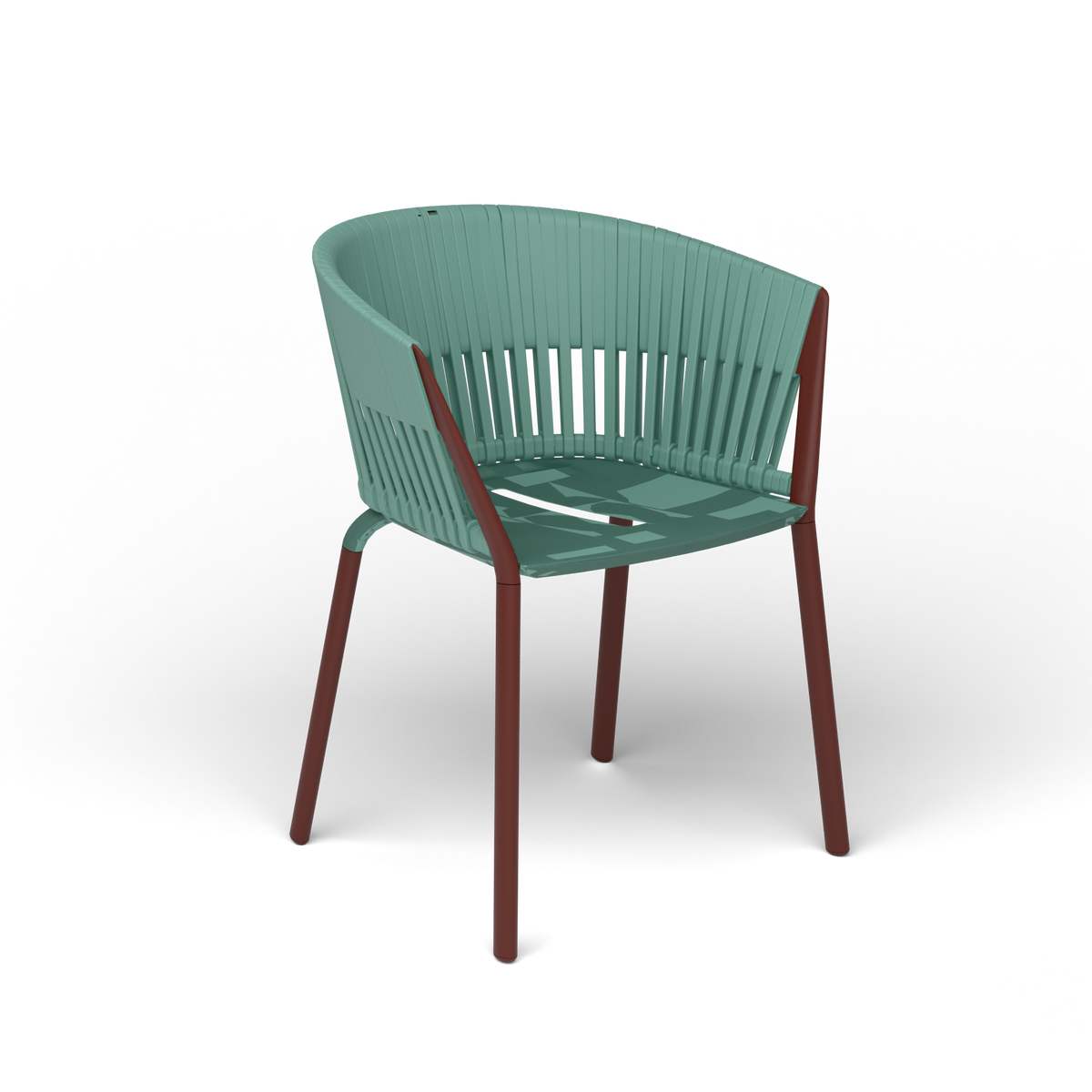 Ria Eetfauteuil met Gevlochten Touw - Chestnut Brown / Touw Mint