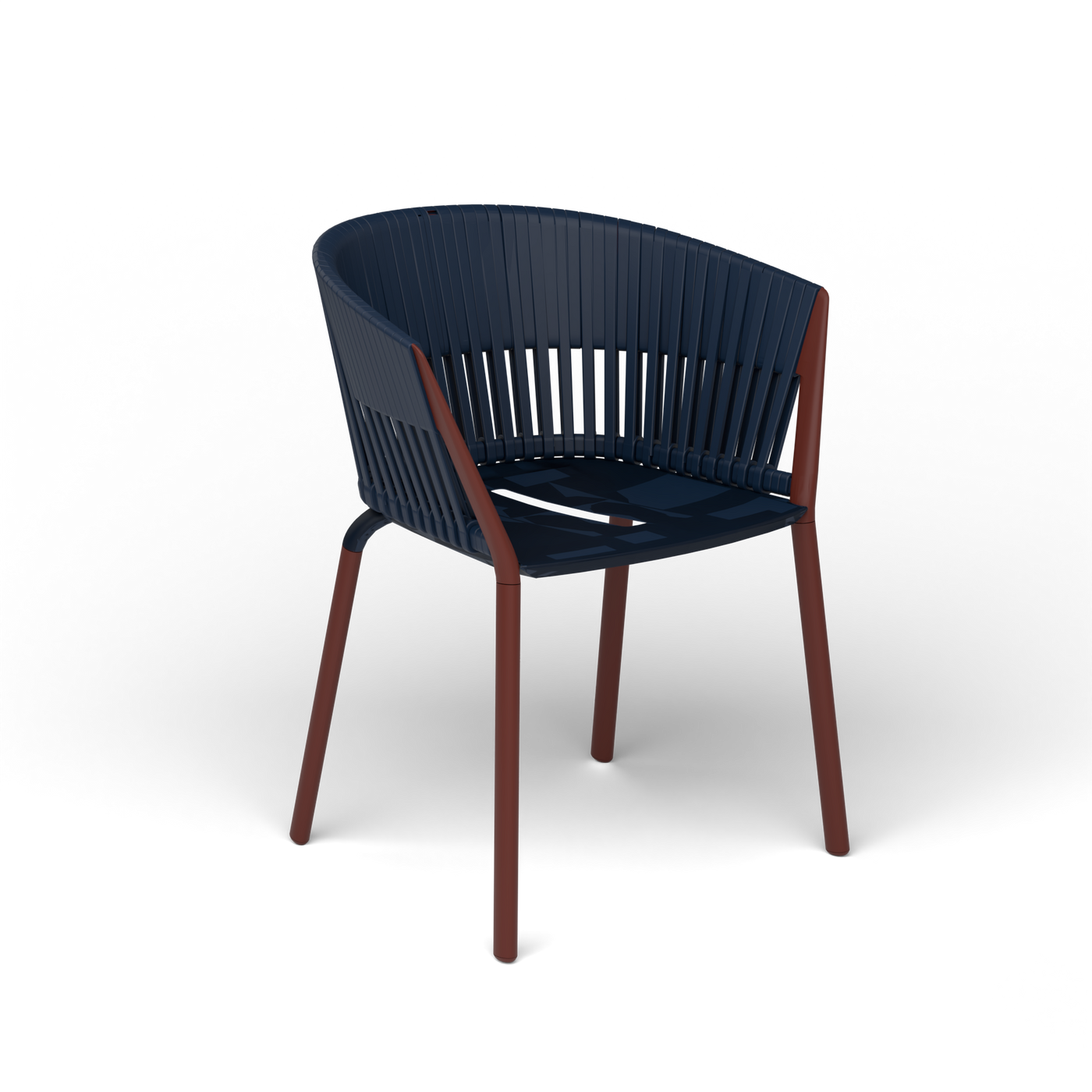 Ria Eetfauteuil met Gevlochten Touw - Chestnut Brown / Touw Ocean