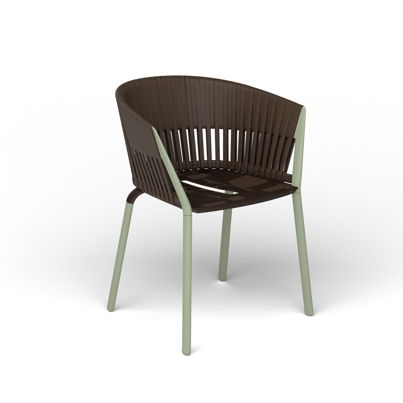 Ria Eetfauteuil met Gevlochten Touw - Green Tea / Touw Brownie