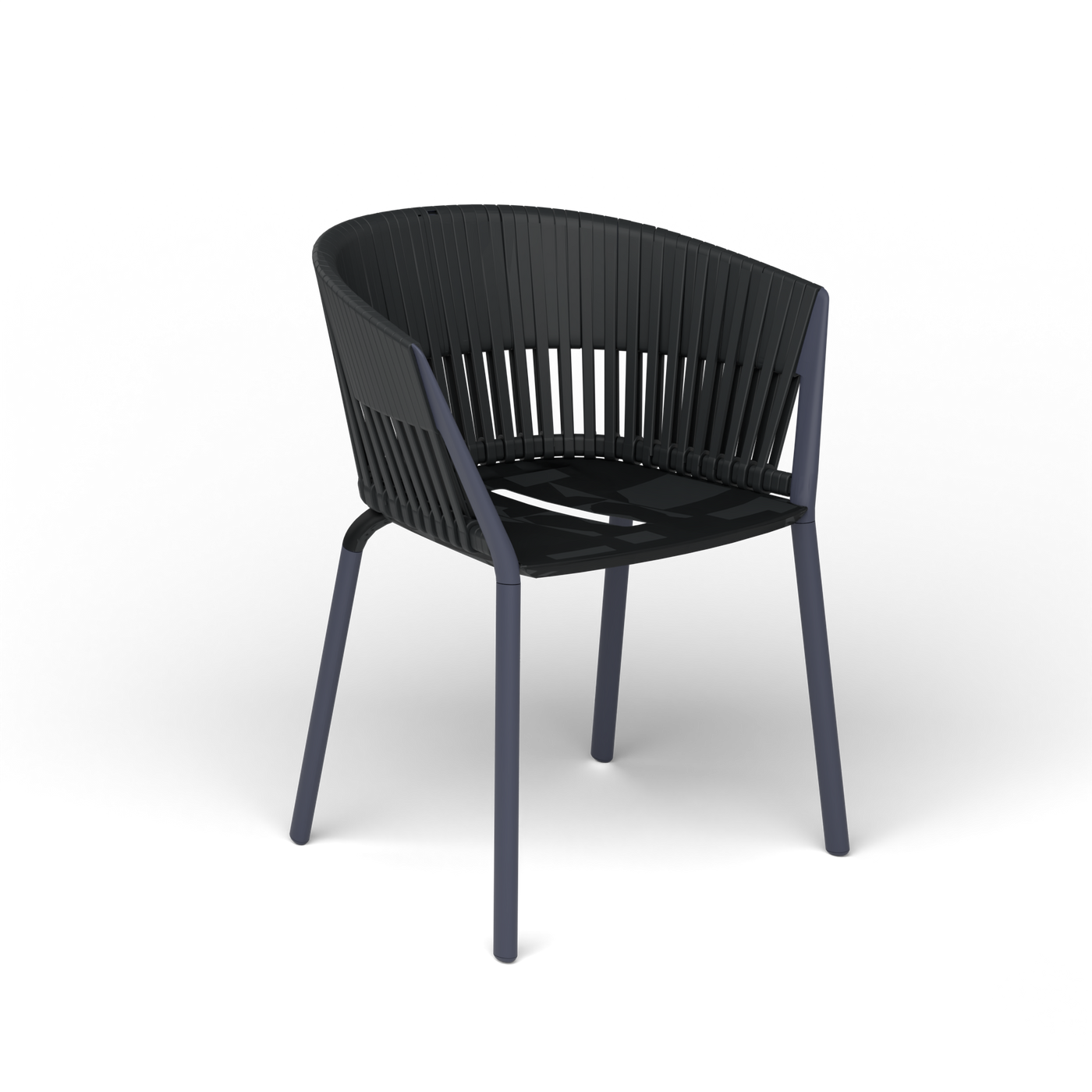 Ria Eetfauteuil met Gevlochten Touw - Grey Blue / Touw Black Sand