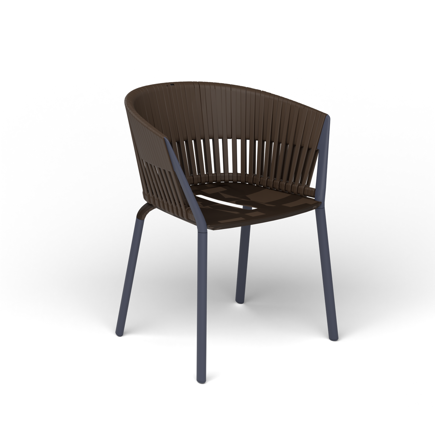 Ria Eetfauteuil met Gevlochten Touw - Grey Blue / Touw Brownie