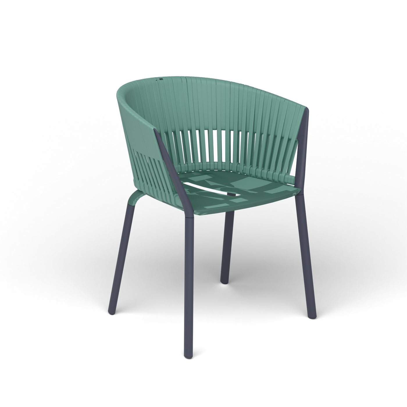 Ria Eetfauteuil met Gevlochten Touw - Grey Blue / Touw Mint