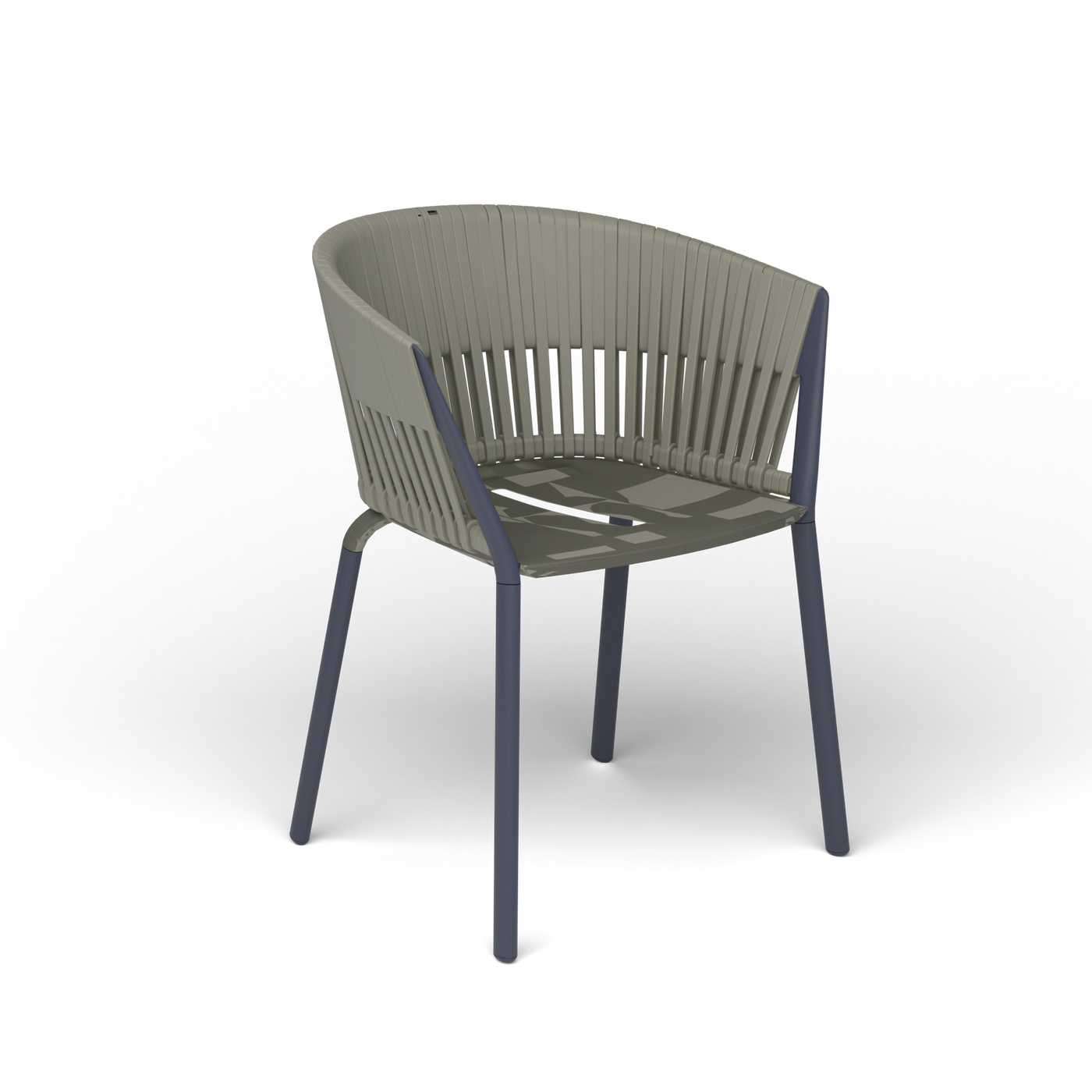 Ria Eetfauteuil met Gevlochten Touw - Grey Blue / Touw Rock