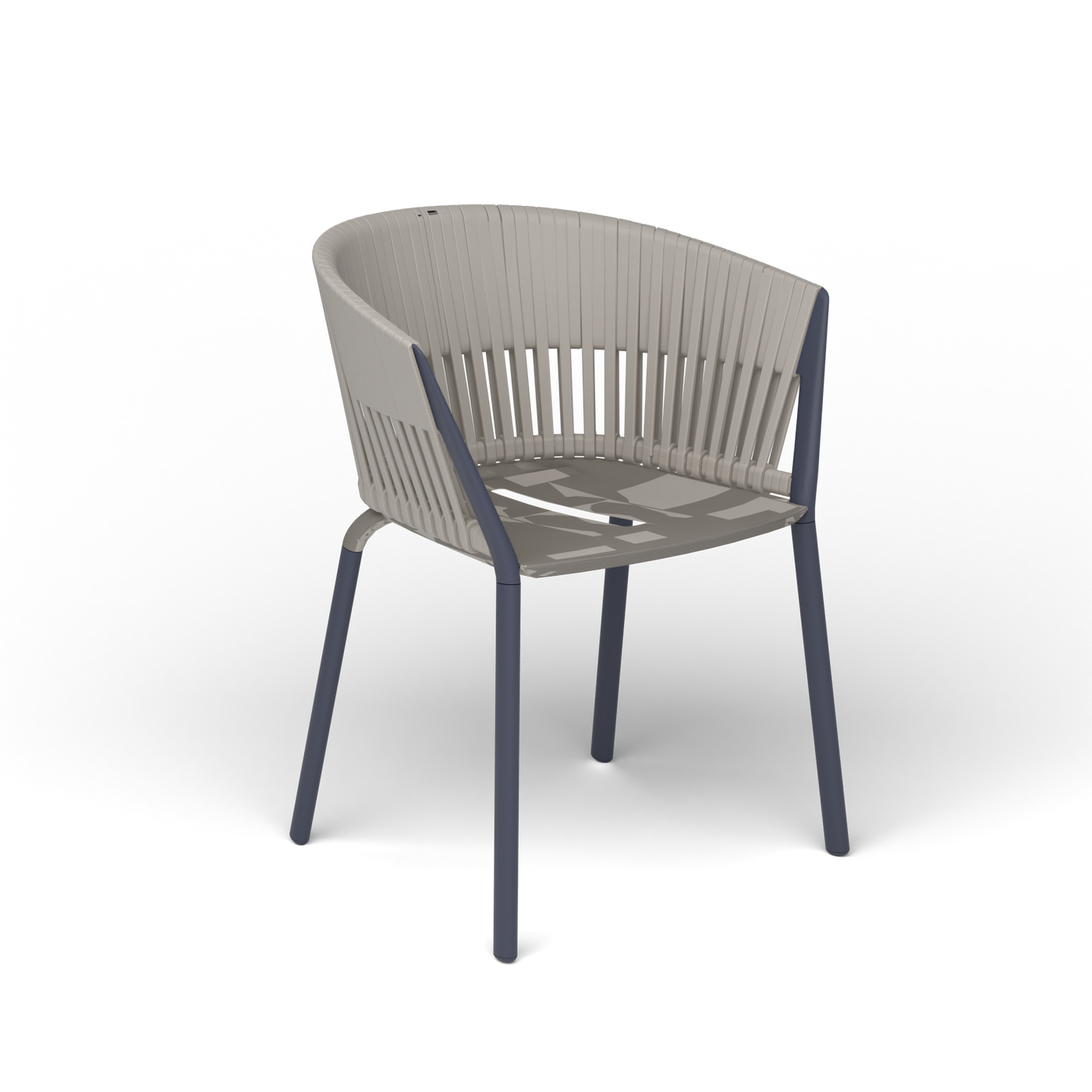 Ria Eetfauteuil met Gevlochten Touw - Grey Blue / Touw Sunset