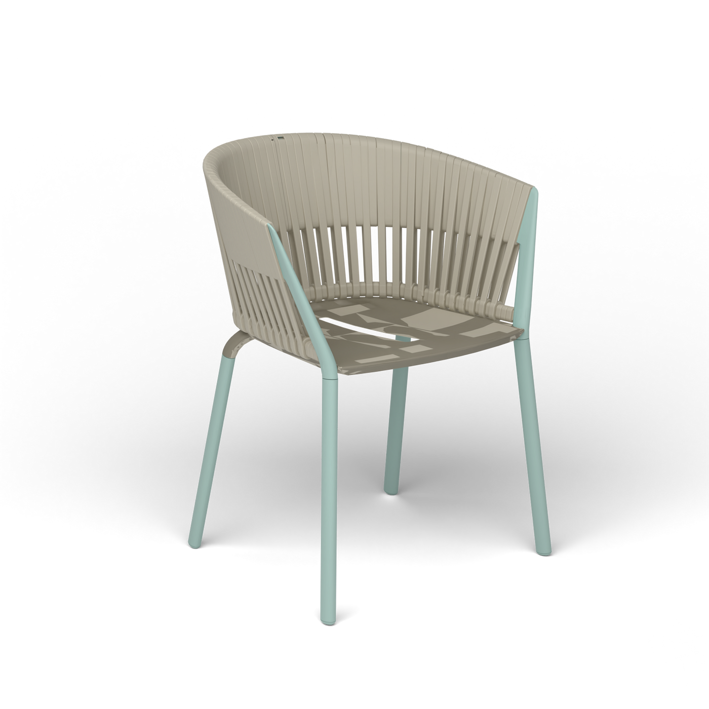 Ria Eetfauteuil met Gevlochten Touw - Light Blue / Touw Moon