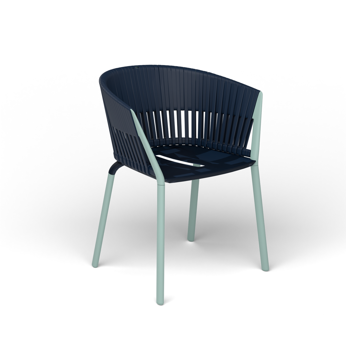 Ria Eetfauteuil met Gevlochten Touw - Light Blue / Touw Ocean