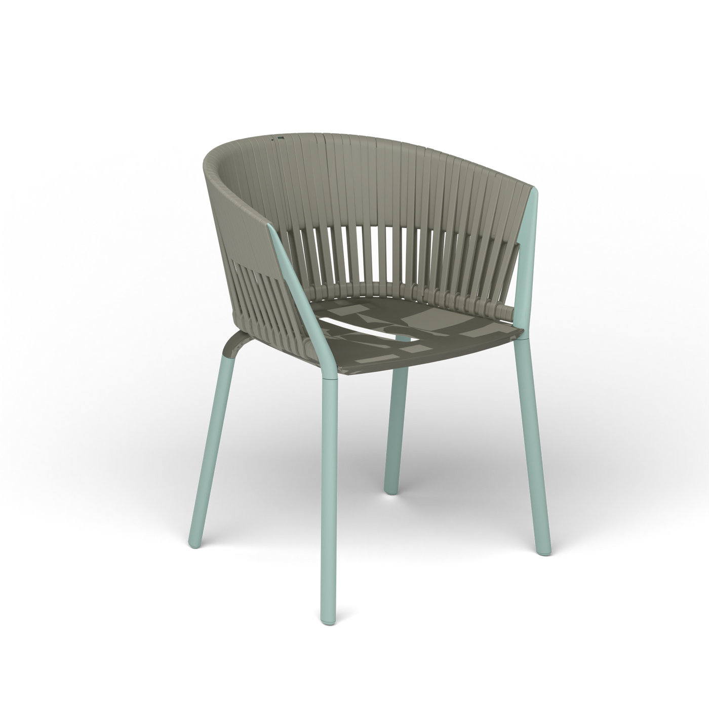 Ria Eetfauteuil met Gevlochten Touw - Light Blue / Touw Rock