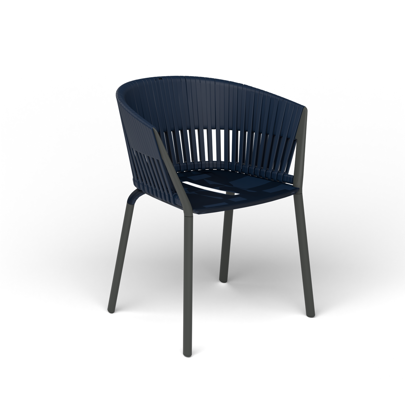 Ria Eetfauteuil met Gevlochten Touw - Metallic Grey / Touw Ocean