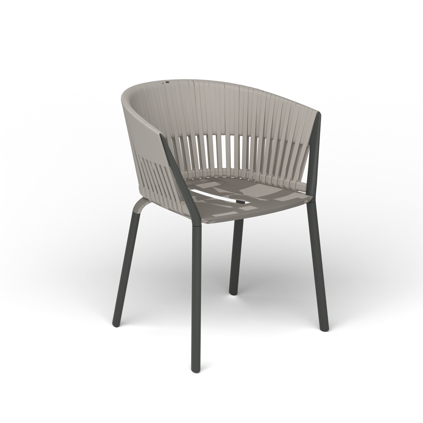 Ria Eetfauteuil met Gevlochten Touw - Metallic Grey / Touw Sunset