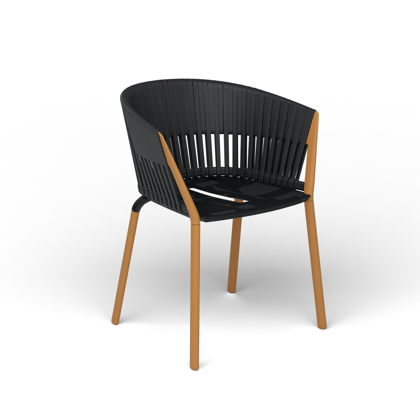 Ria Eetfauteuil met Gevlochten Touw - Mustard Yellow / Touw Black Sand