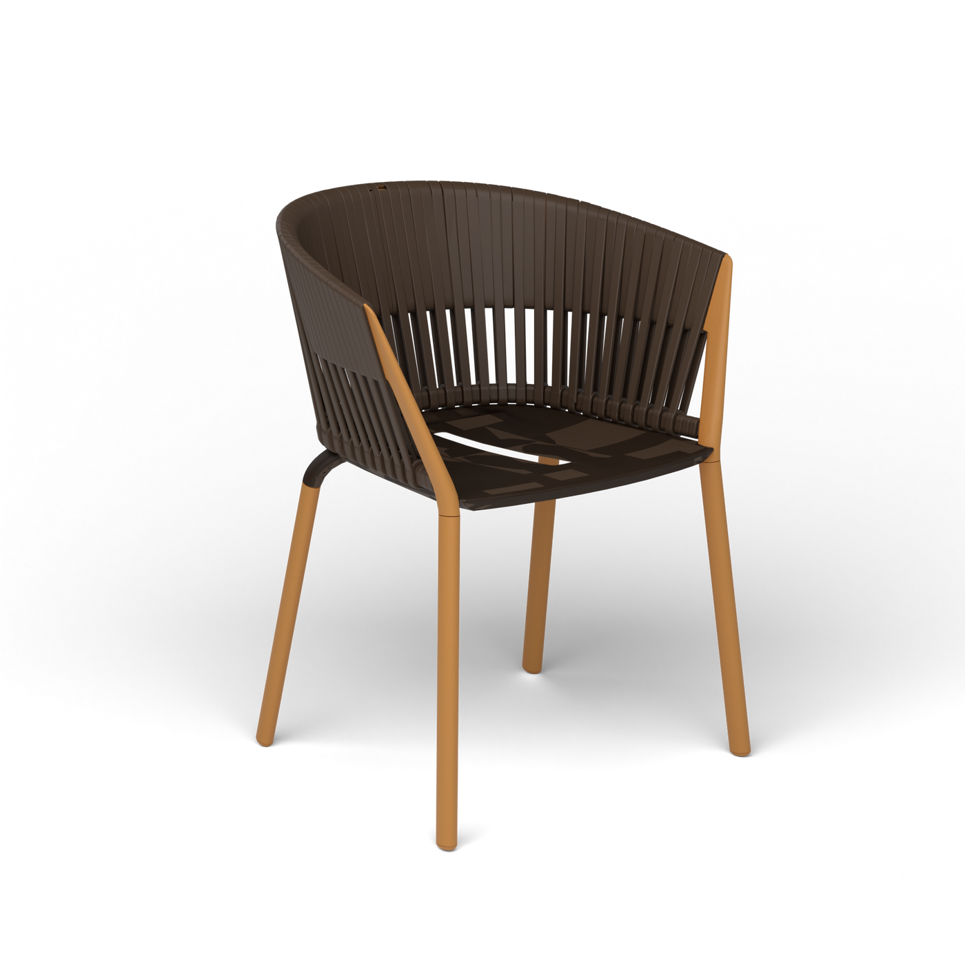Ria Eetfauteuil met Gevlochten Touw - Mustard Yellow / Touw Brownie