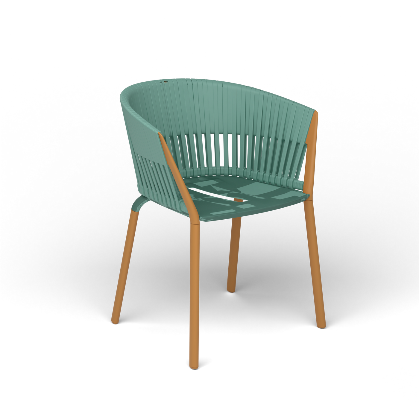 Ria Eetfauteuil met Gevlochten Touw - Mustard Yellow / Touw Mint