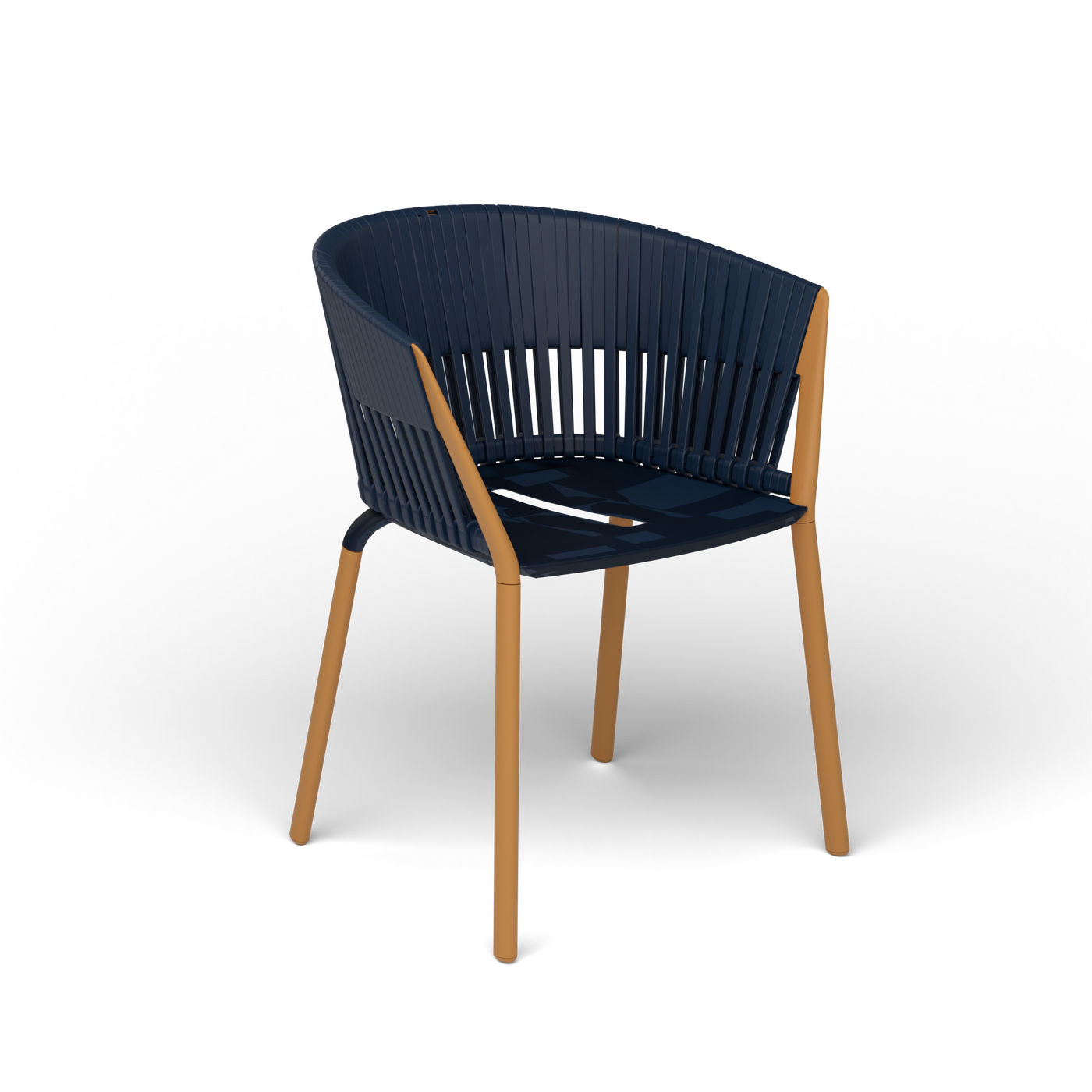 Ria Eetfauteuil met Gevlochten Touw - Mustard Yellow / Touw Ocean