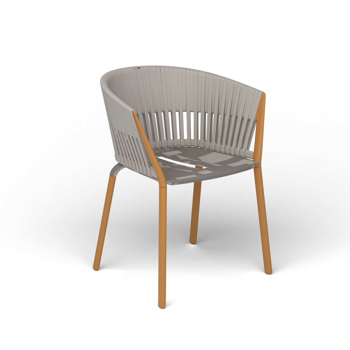 Ria Eetfauteuil met Gevlochten Touw - Mustard Yellow / Touw Sunset