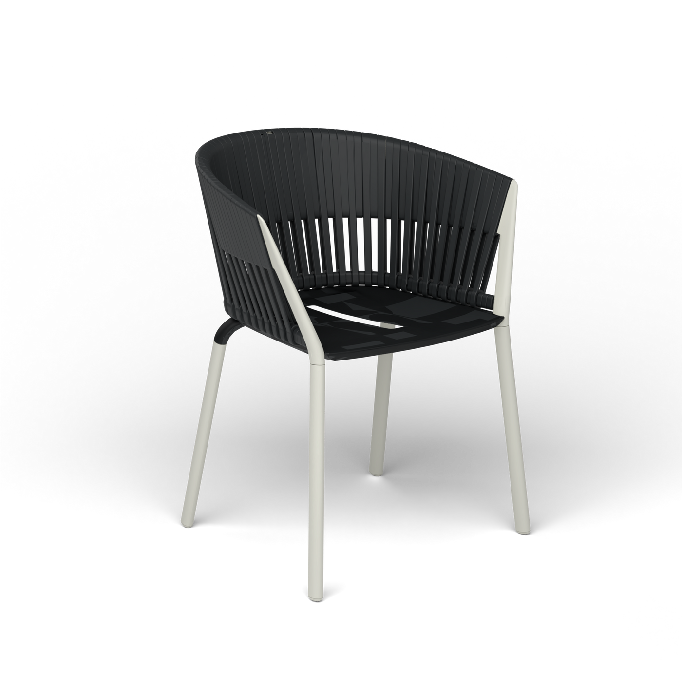 Ria Eetfauteuil met Gevlochten Touw - Powder Grey / Touw Black Sand