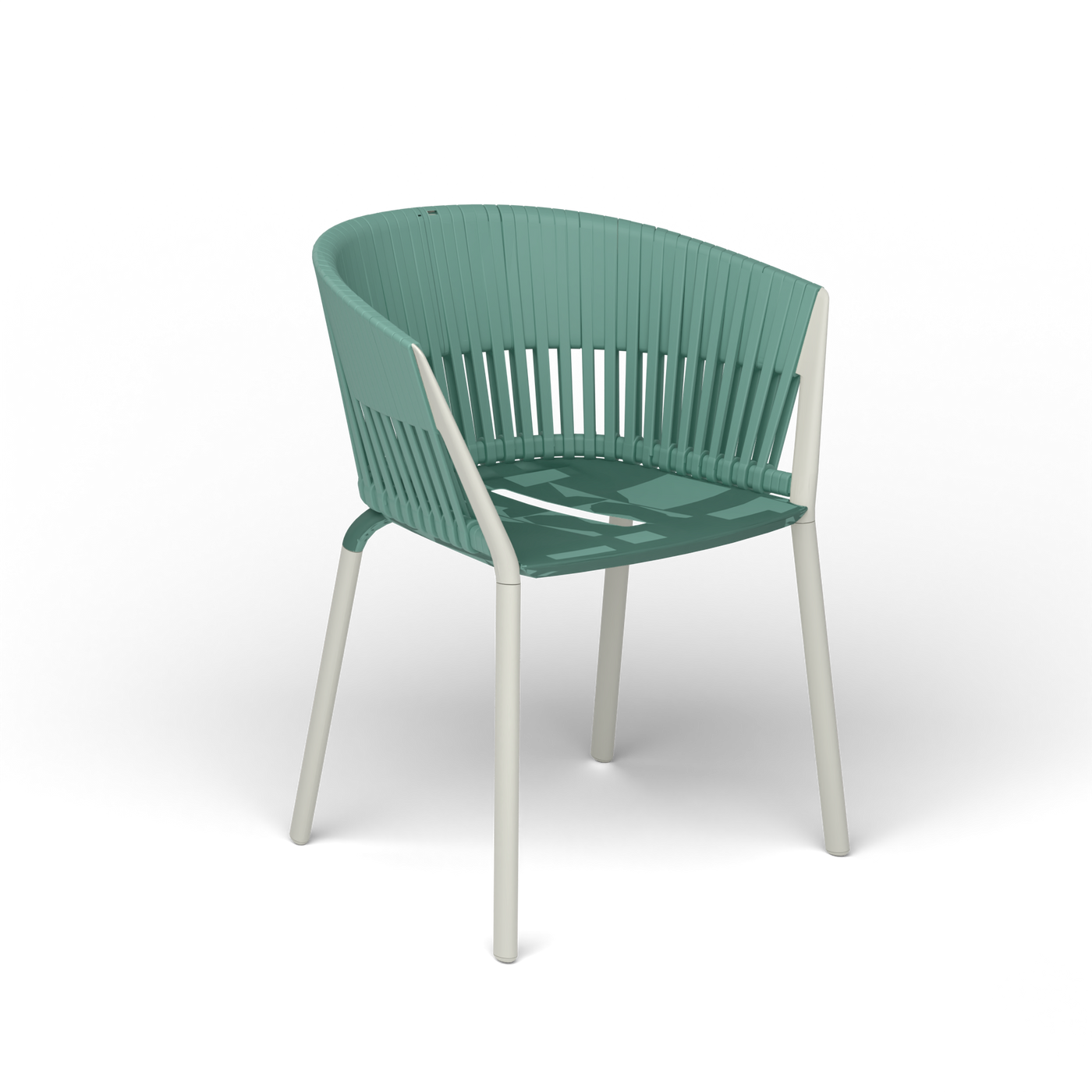 Ria Eetfauteuil met Gevlochten Touw - Powder Grey / Touw Mint
