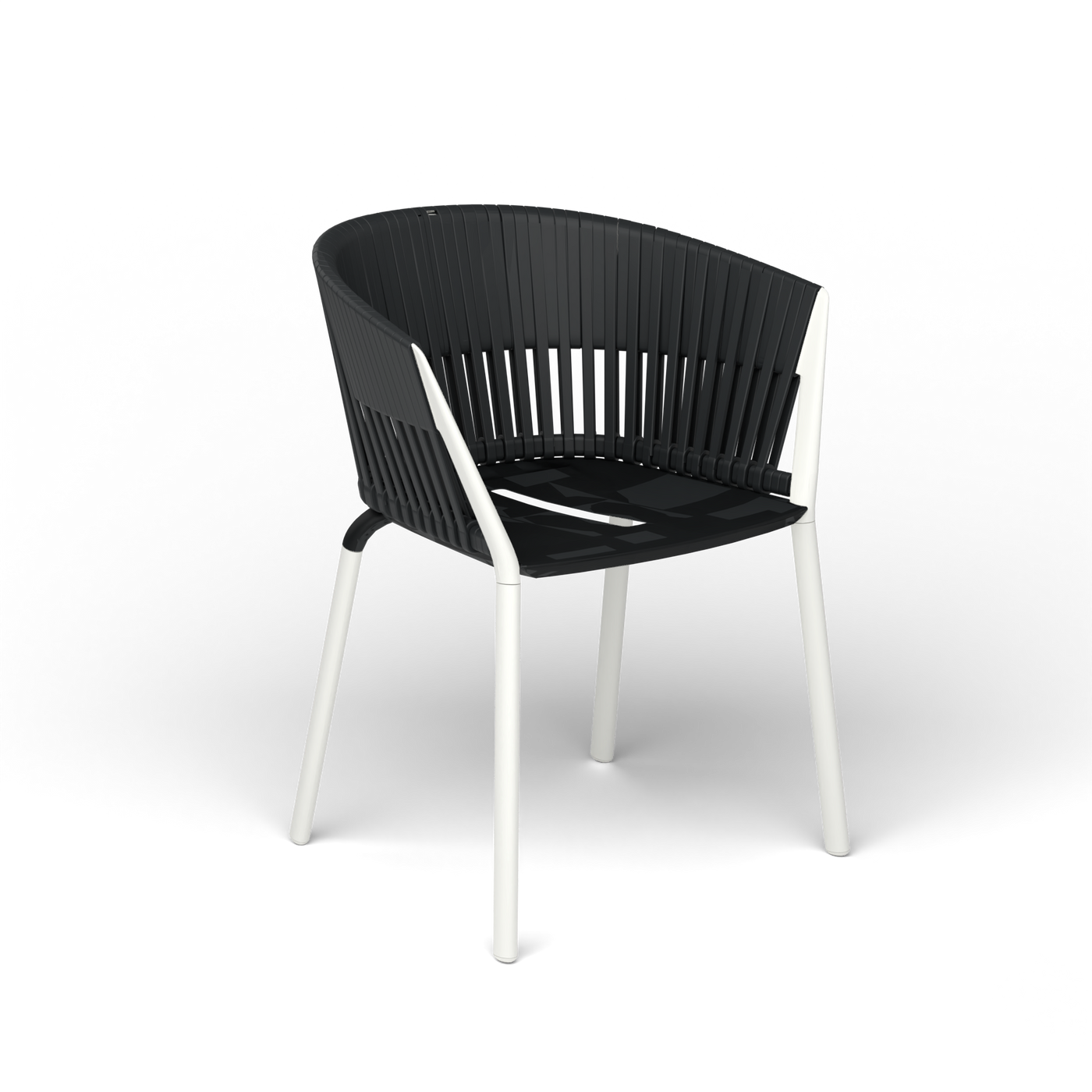 Ria Eetfauteuil met Gevlochten Touw - White / Touw Black Sand
