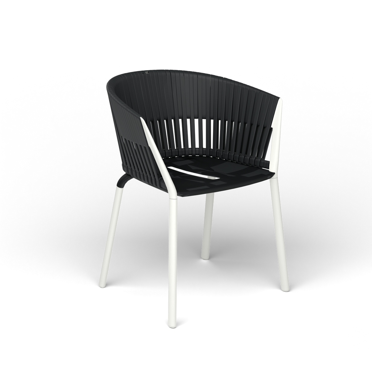 Ria Eetfauteuil met Gevlochten Touw - White / Touw Black Sand