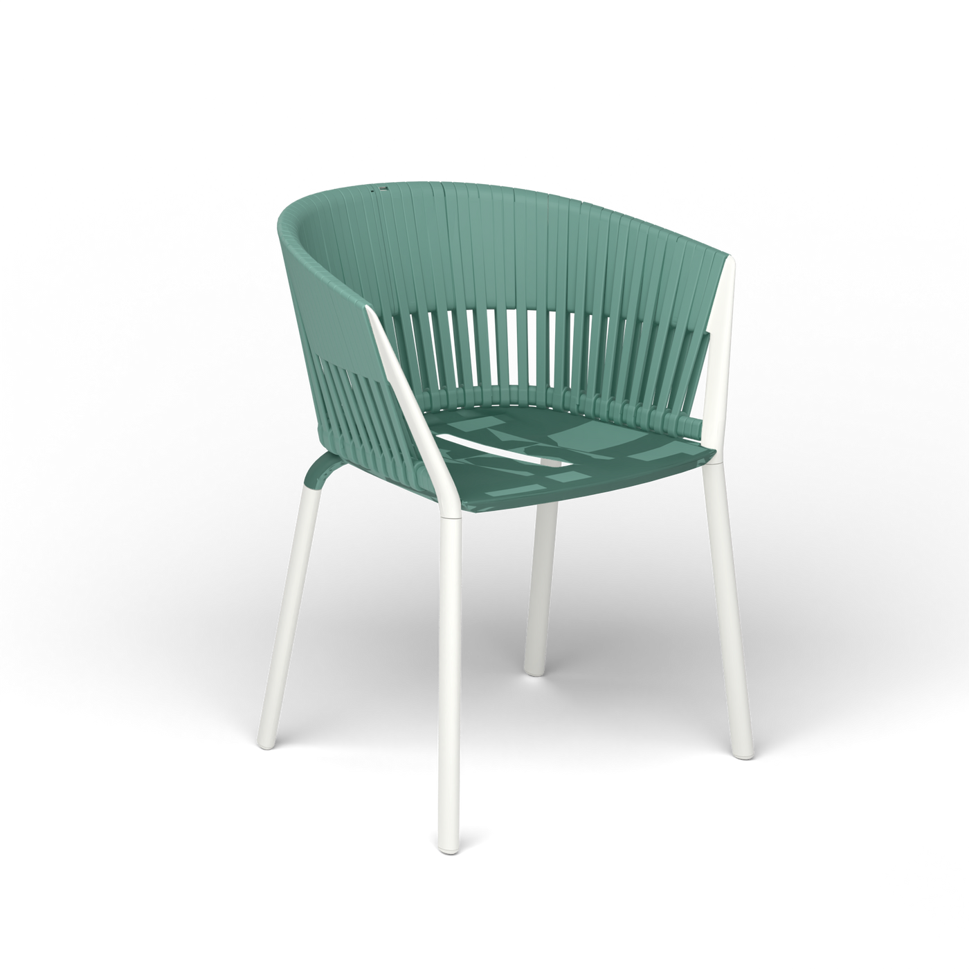 Ria Eetfauteuil met Gevlochten Touw - White / Touw Mint